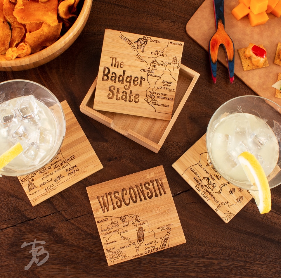 Wisconsin Puzzle Wooden Coasters (4) - $15